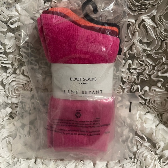 BNWT! Lane Bryant Pink,cherry,orange Boot Socks 3 pairs 🩷❤️🧡 - Picture 2 of 4